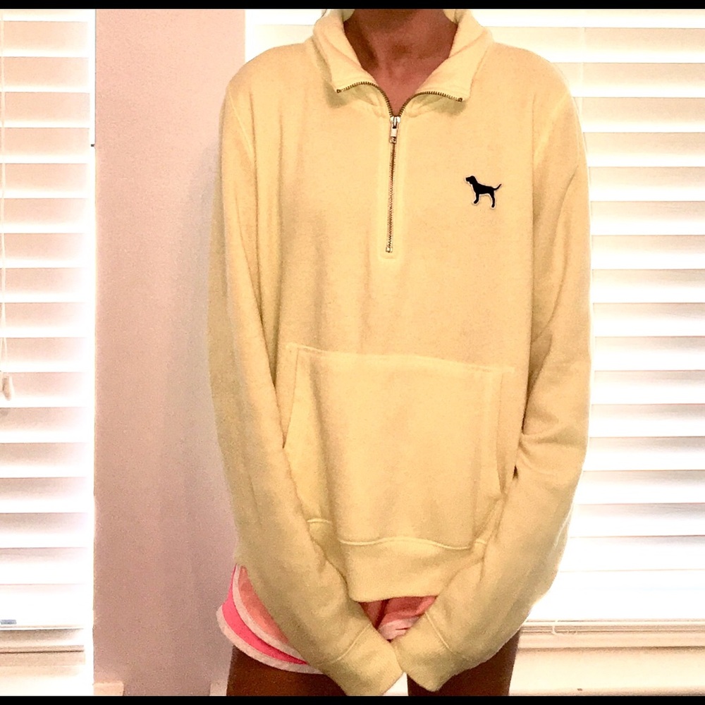 Light yellow PINK half zip sweatshirt